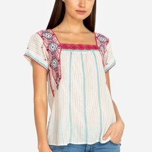 Johnny Was Kaya Crop Peasant Top